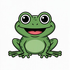 Obraz premium Happy green cartoon frog isolated on white amphibian