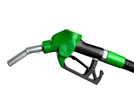 Eco-Friendly Green Gas Pump Nozzle with Digital Display, Isolated on Transparent Background - Powered by Adobe