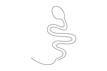 Simple minimalist line art illustration of a snake with a rounded head Clean, graphic design