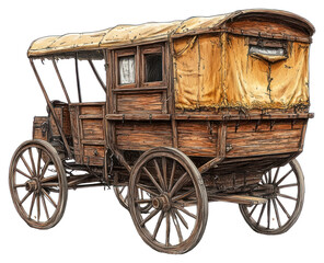 Fototapeta premium PNG Wooden carriage vehicles transportation illustration vintage.