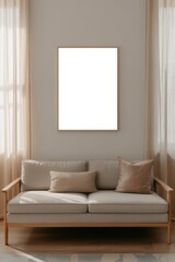 Boho Living Room Poster Frame Mockup