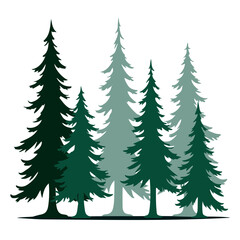 Obraz premium Vector postcard templates for nature lovers, Fir trees in shades of green on transparent background for design concept
