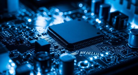 Close-up view of intricate circuit board components.