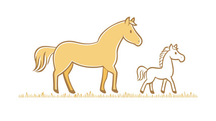 Playful Cartoon Horse Riding with Pony in Fun Friendship Illustration