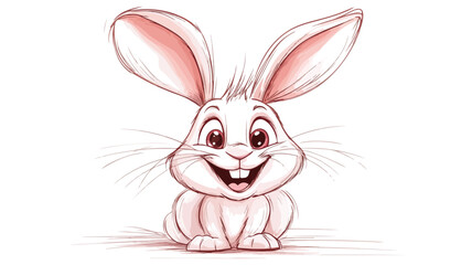 Fototapeta premium Cute Cartoon Rabbit with Big Ears and a Big Smile on White Background