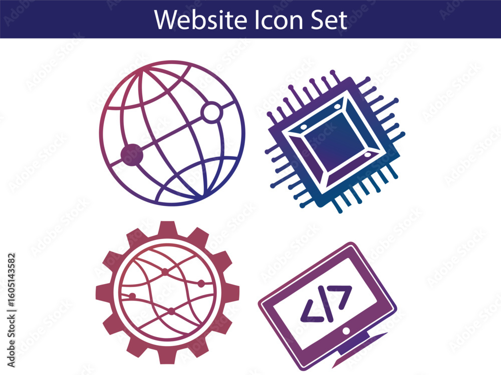 Fototapete Web icon set. Website set icon vector. for computer and mobile