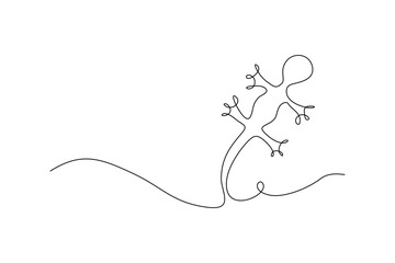 Single-line drawing of a lizard Minimalist art piece, black line, white background Reptile illustration