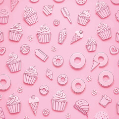 Dessert Icon Pattern Background