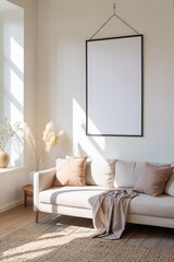 Boho Living Room Poster Frame Mockup