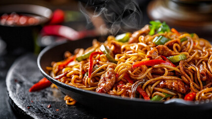 Gourmet Wok Noodles with Vegetables and Soy Sauce