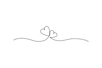 Two hearts entwined as one, drawn with continuous line art Simple, elegant, and conveys love's connection