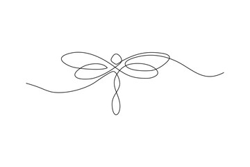 A minimalist dragonfly design in continuous line art, perfect for logos & illustrations
