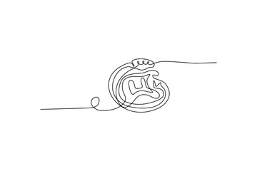 A single continuous line drawing with loops and curves against a white backdrop Abstract composition