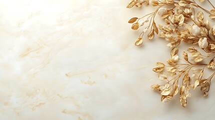 Golden sprigs on a light beige surface