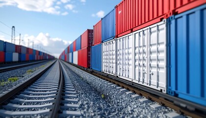 Obraz premium Freight train with shipping containers