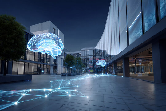 Brains floating in a modern city environment