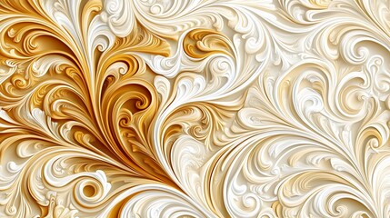 Ornate floral design in gold and white