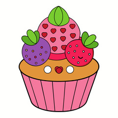 cupcake with strawberries