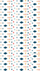 Obraz premium Abstract geometric pattern featuring repeating diamond shapes and scattered dots in a pastel color palette