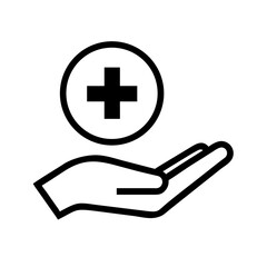 Obraz premium Medical Assistance Icon Clean Line Art of Trust Health Support