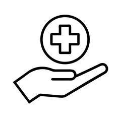 Obraz premium Medical Assistance Icon Clean Line Art of Trust Health Support