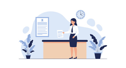 Obraz premium Office Professional Holding Documents In A Well Decorated Workspace Environment