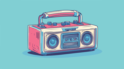Fototapeta premium Colorful Boombox Music Cartoon Illustration for Fun and Entertainment