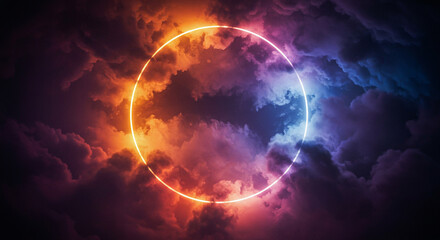 Abstract Energy Portal with Vivid Neon Clouds