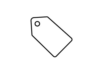 Outline of a price tag with a hole in the corner isolated against a solid, dark, and simple place on transparent background