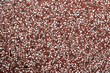Textured Red Terrazzo Floor With Marble and Stone Chips Pattern