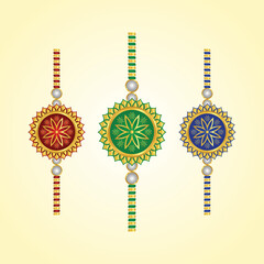Set of Golden Rakhi Vector & Illustration 