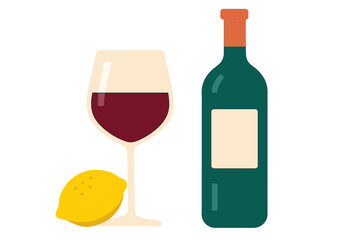 A vibrant depiction of Mediterranean culture and lifestyle is presented through an illustration of a lemon, wine glass, and coastal village