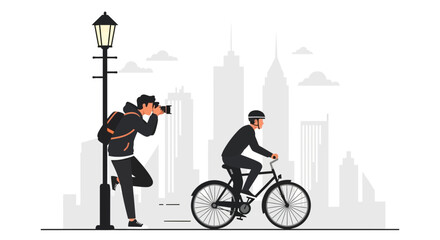 Photographer Captures Cyclist Against Urban Landscape In City Setting