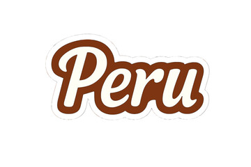 Fototapeta premium A brown rubber stamp featuring a vintage Peru map silhouette is a retro style handmade label, badge or element suitable for travel souvenirs, presented as a vector illustration
