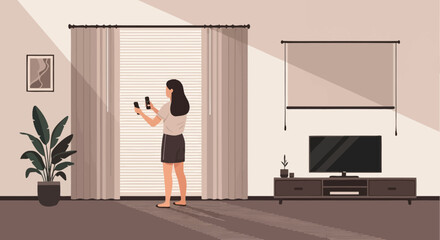 Fototapeta premium Modern Apartment Living With Smart Home Automation System And Elegant Interior Design