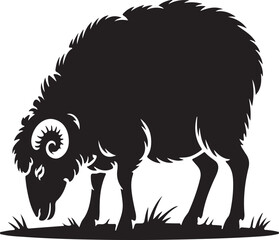 A vector silhouette illustration of a wild wolf, black panther, and other mammal predators