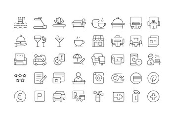 Hotel Services and Amenities A LineDrawn Icon Set