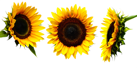 set of sunflower flowers captivating summer collection isolated on white background, png, ai generated.