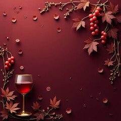 red wine and autumn leaves