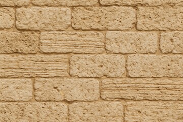 Obraz premium Natural limestone wall surface with weathered texture and geological stratification patterns