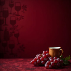 red wine and grapes with text of empty space image
