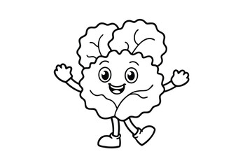 Cute Lettuce Mascot Dancing Happily Green Vegetable Character