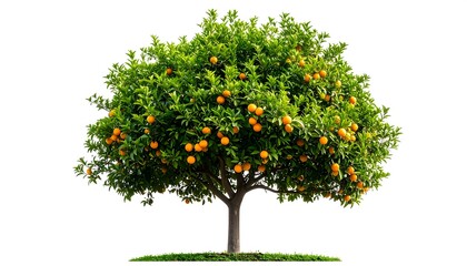 Orange tree against white background