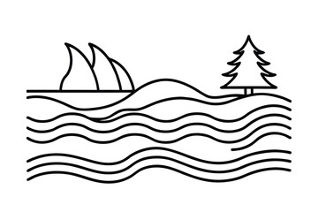 Obraz premium Abstract Cartoon Water Scene With Bold Lines And