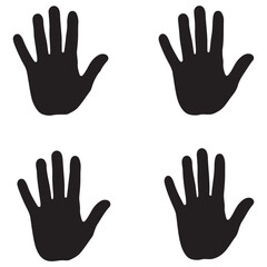 Obraz premium A Patterned Collage of Four Hand Silhouettes Depicting Diversity and Unity Through Contrasting Positions and Arrangements