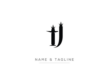 TJ Elegant Monogram Logo Design Featuring Stylized Letters. A sophisticated monogram logo representation showcasing artistic typography with a modern design