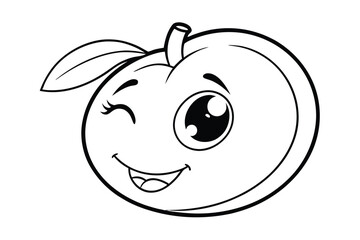 Obraz premium Winking Peach With Heart Eyes Fun Fruity Mascot