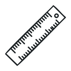 Simple black and white ruler icon design with measurement markings. Vector illustration