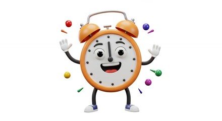Cheerful cartoon alarm clock illustration