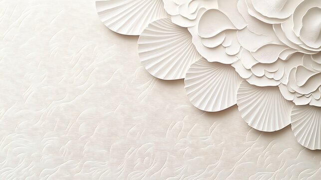 Abstract white paper art, layered petals and shells
